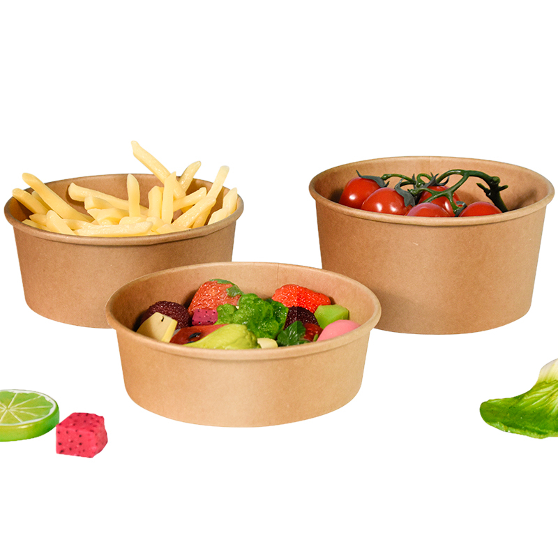 Disposable Custom Size Paper Bowl Fast Food Packing Bowl Salad Kraft Paper Bowl