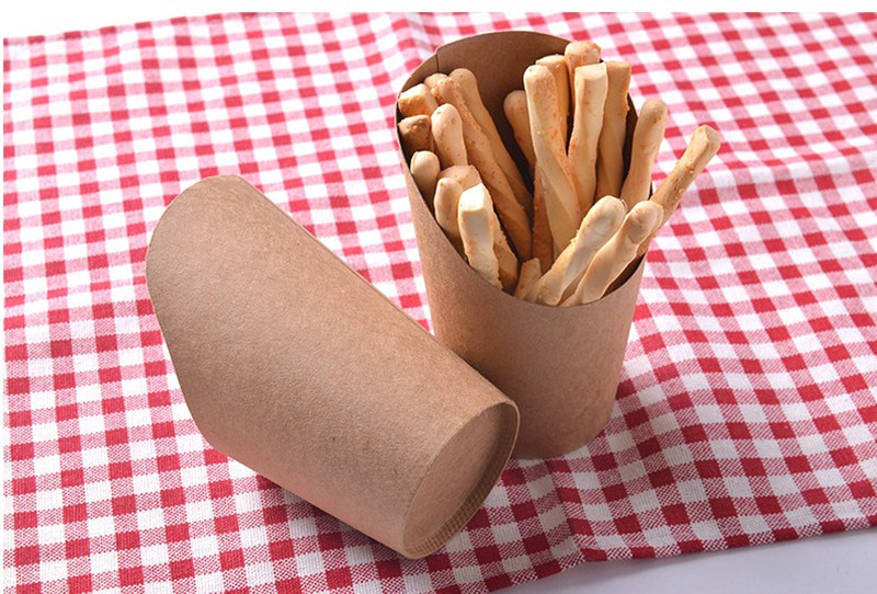 Kraft Paper Fast Food Rastaaurant Chips Cup French Fry Cup Holder Cheap Price 
