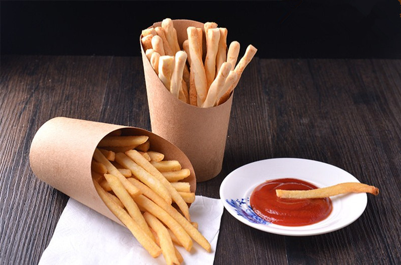 Eco-friendly Food Grade Paper Cup for Food Waffle Paper Cup for Street Food Packaging Chips 
