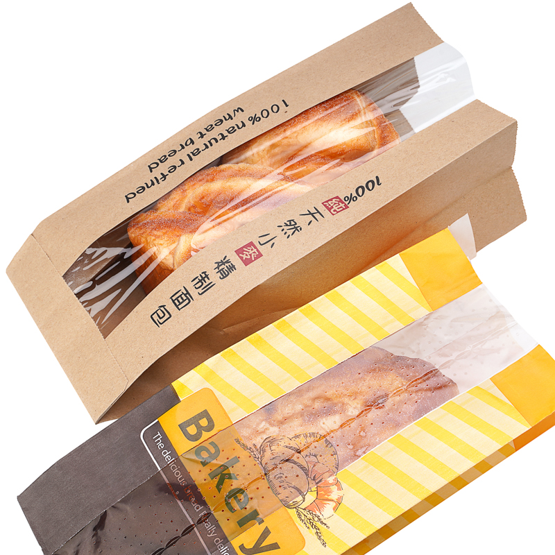 Disposable Takeaway Coating Oil Proof Custom Toast Sandwich Kraft Paper Food Packaging Bag Logo