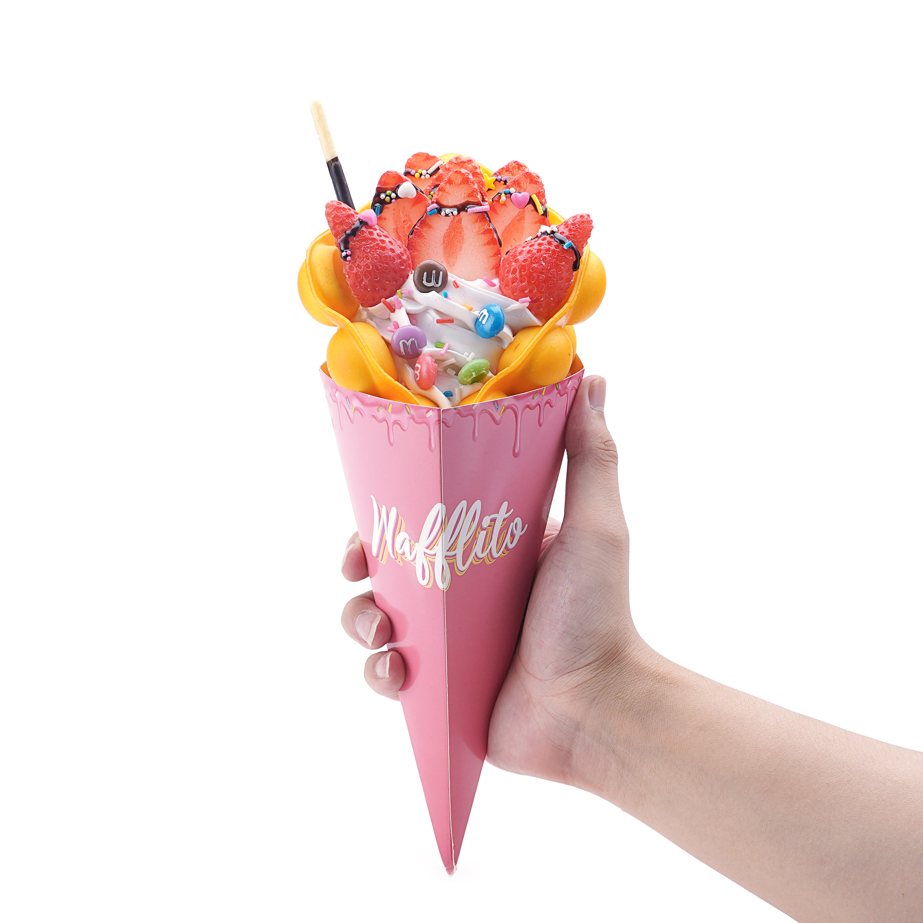 Disposable Waffle Cone Ice-cream Street Food Packaging Bio-degradable Egg Bubble Waffle Holder