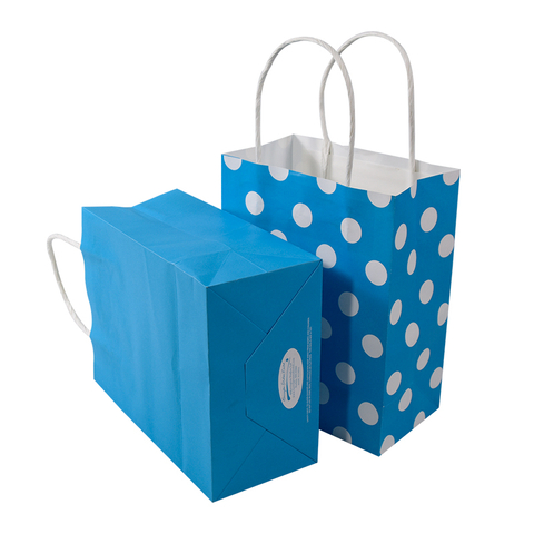 Blue Kraft Paper Bags With Your Own Logo Paper Shopping Bag With Logo Paper Kraft Bag Custom Paper Bags With Handles