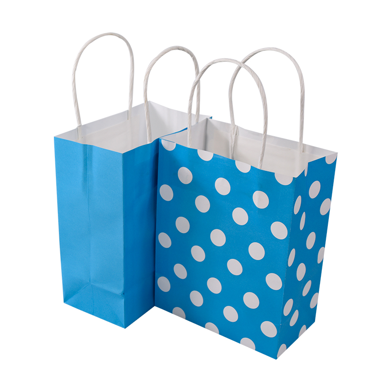 Blue Kraft Paper Bags With Your Own Logo Paper Shopping Bag With Logo Paper Kraft Bag Custom Paper Bags With Handles