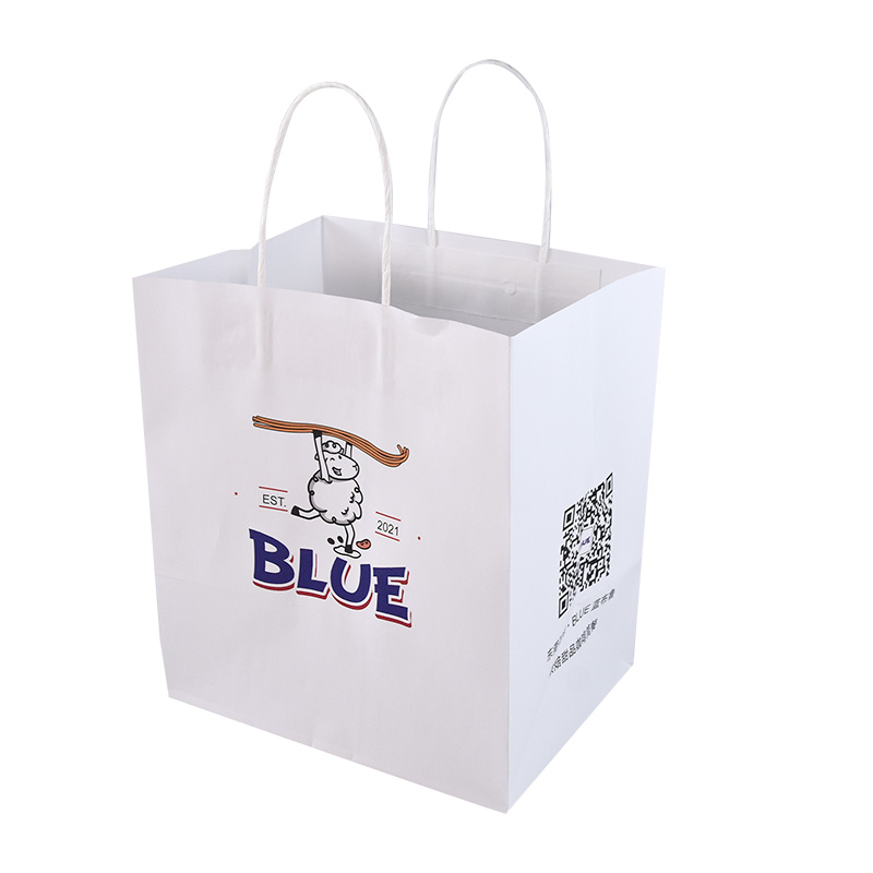 Custom with Printing Logo Durable Sturdy Eco-friendly White Shopping Pape Bag 
