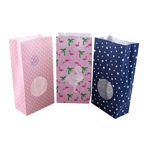 Food packaging kraft bread packing paper bag with clear window
