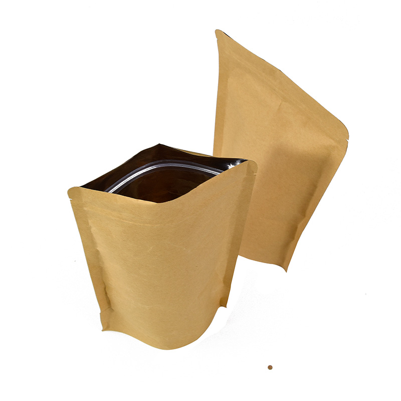 Factory Price Stand Up Kraft Paper Zipper Bags Packaging Pouch Food Grade Zipper Paper Bags