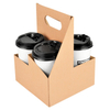 KW Wholesale Price Stock Brown Paper Cup Holder Tea Coffee Cup Holder Disposable