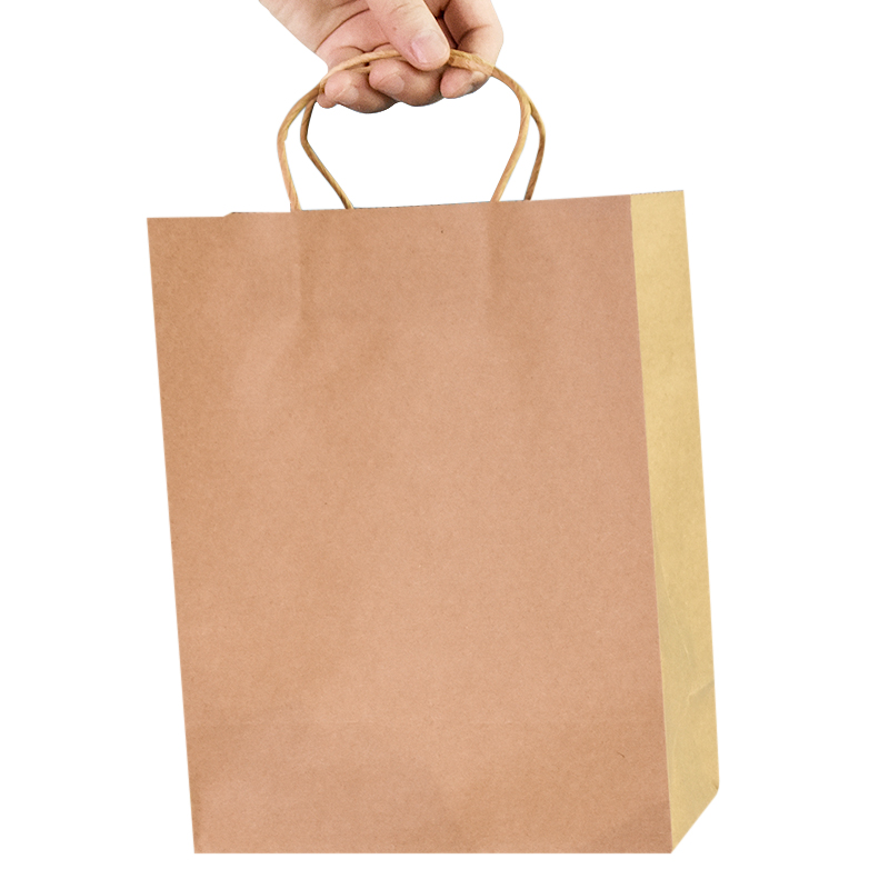 Hot Sale Custom Handle Brown Shopping Kraft Paper Bag Manufacturers with Logos