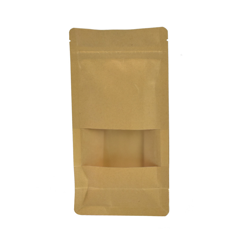 High Quality Custom Food Kraft Paper Pouch Kraft Paper Bag with Window Paper Bags 
