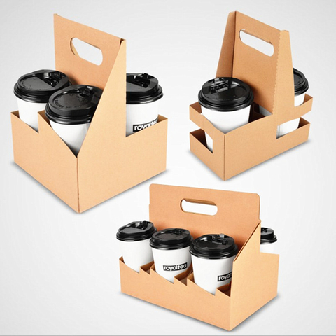 Factory Stock Selling Corrugated Cardboard Portable Paper Tea Coffee Cup Holder Disposable