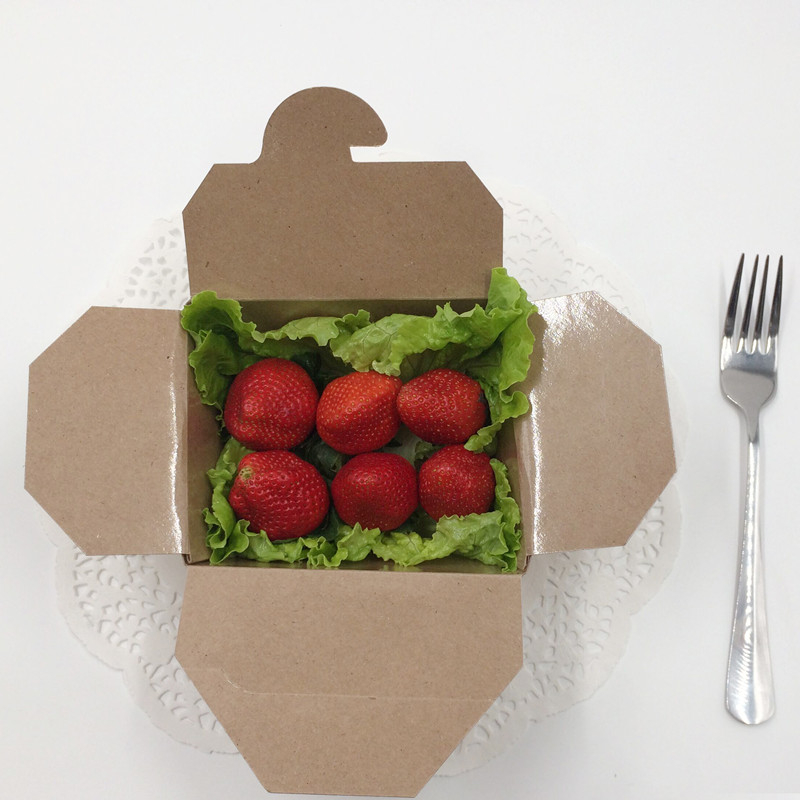 Custom logo printing food take away food grade brown kraft paper lunch ...