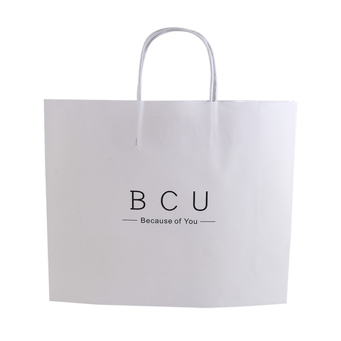 Custom Printed Your Own Logo Cardboard Packaging White Brown Kraft Gift Craft Shopping Paper Bag With Handles