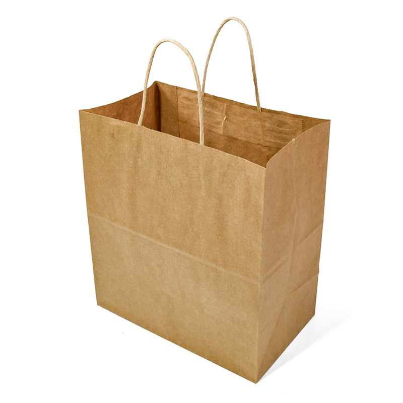 Customized Logo Take Away Brown Food Bag Fashion Shopping Bag Brown Kraft Paper Bags with Handle