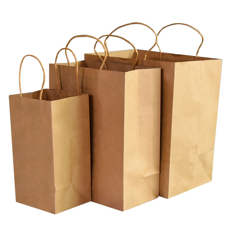 2021 Hot Sale Custom Logo Eco Friendly Brown Gift Food Take Away Kraft Paper Bag