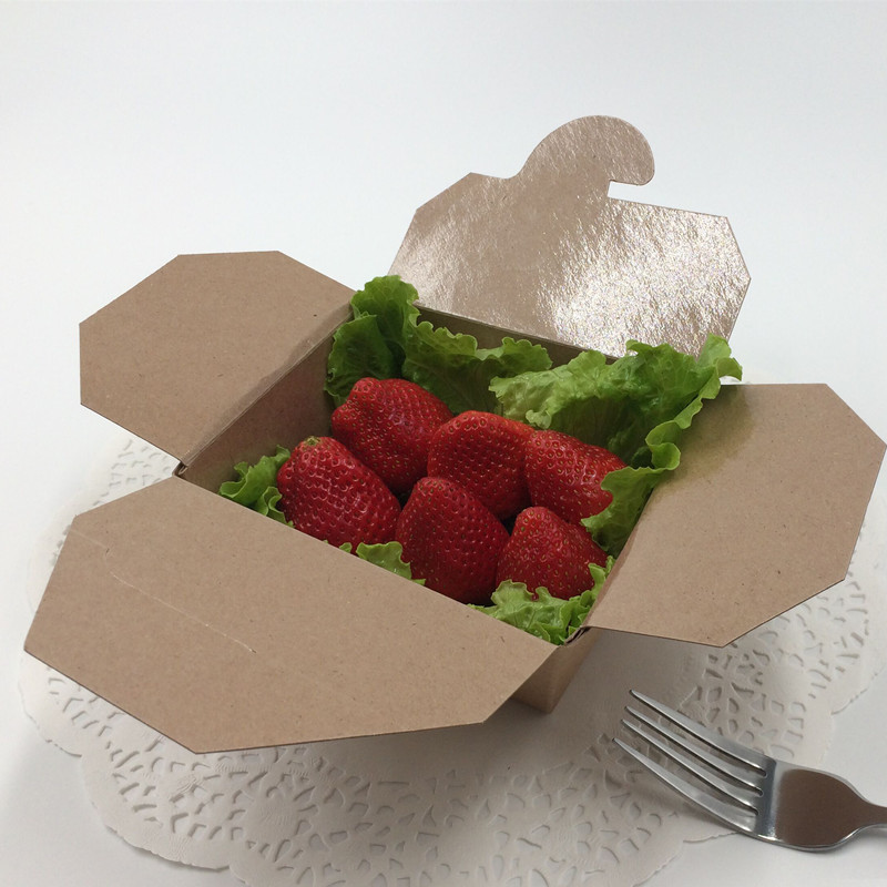 Custom logo printing food take away food grade brown kraft paper lunch box