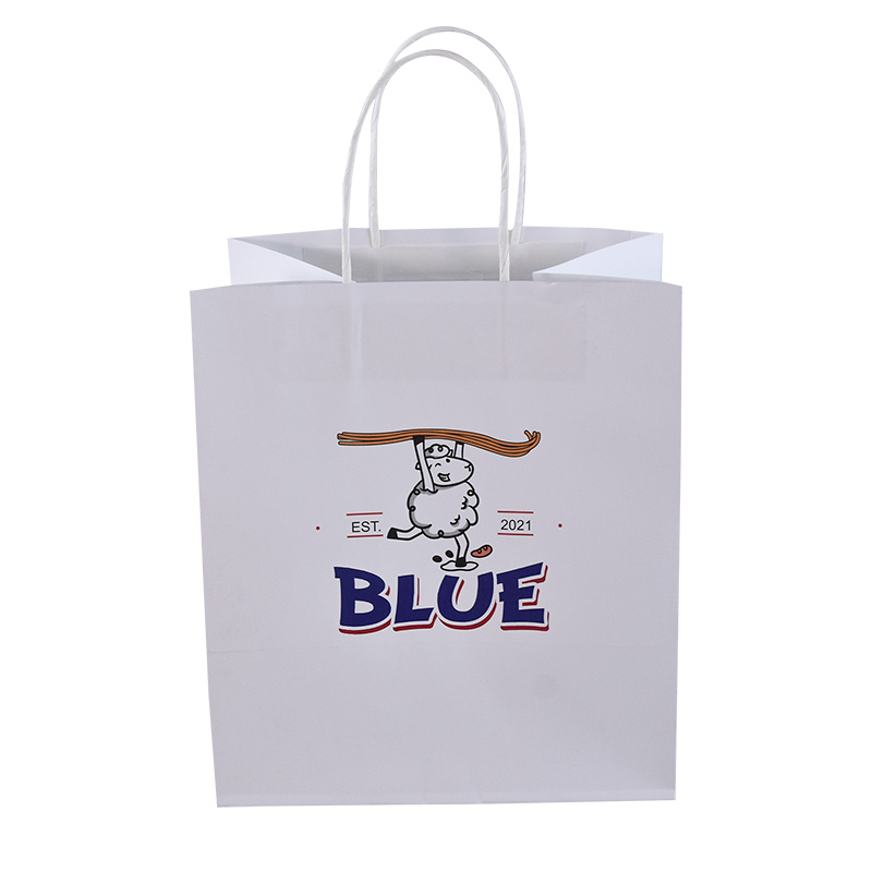 Custom with Printing Logo Durable Sturdy Eco-friendly White Shopping Pape Bag 