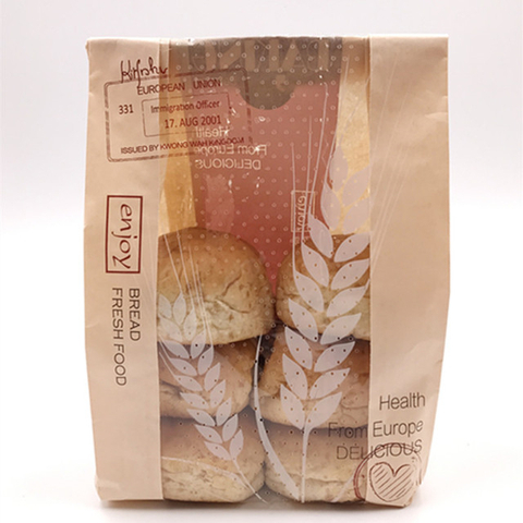 Custom Recycled Resistant Bakery Pastry Packaging Flat Pouch Durable Brown Kraft Bread Paper Bag