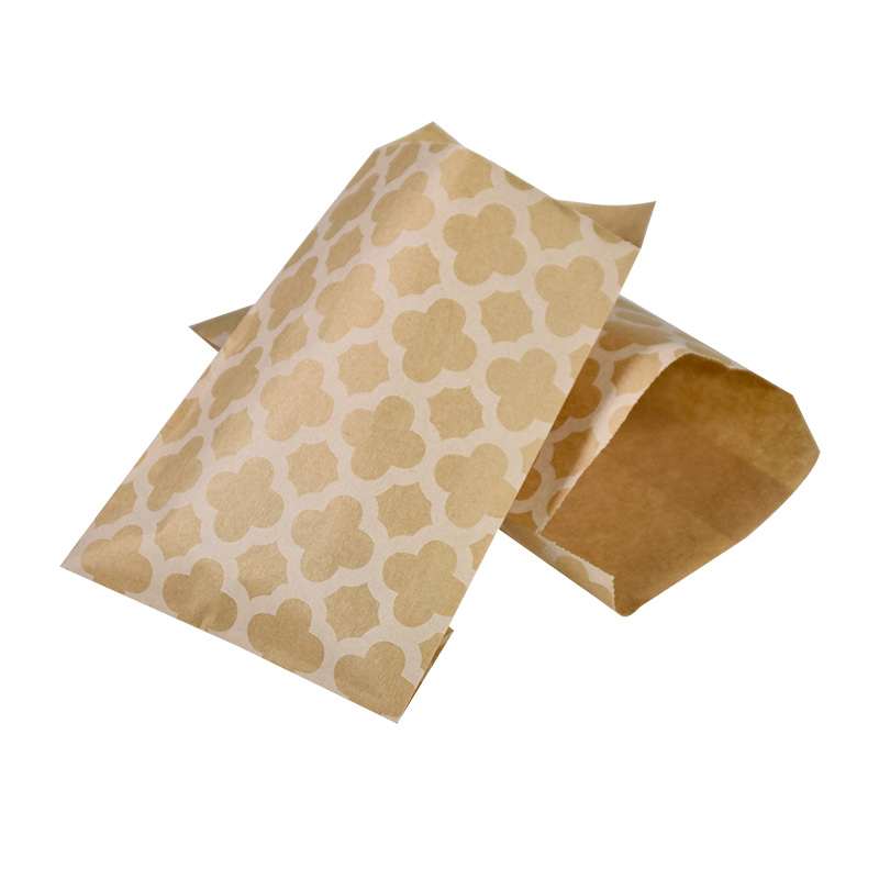 Flat Sharp Bottom Custom Print Logo Grease-proof Food Delivery Snacks Paper Packaging Bags