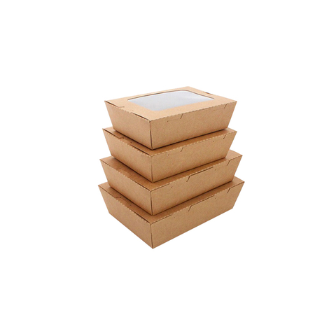 Custom Disposable Take Away Lunch Salad Box Kraft Brown Paper Food Packing Container Boxes