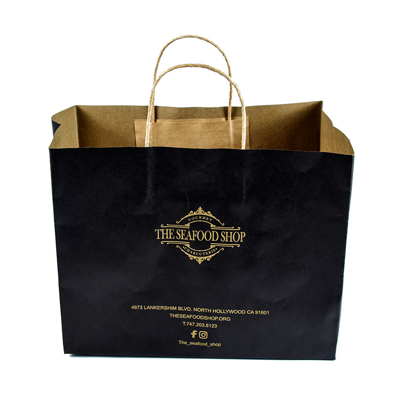 Custom color Kraft Paper Twisted Handle Shopping Carrier Bag With Logo Printed