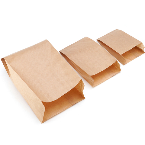 Eco-friendly Biodegradable Flat White Kraft Paper Mailing Baguette Delivery Bags For Food
