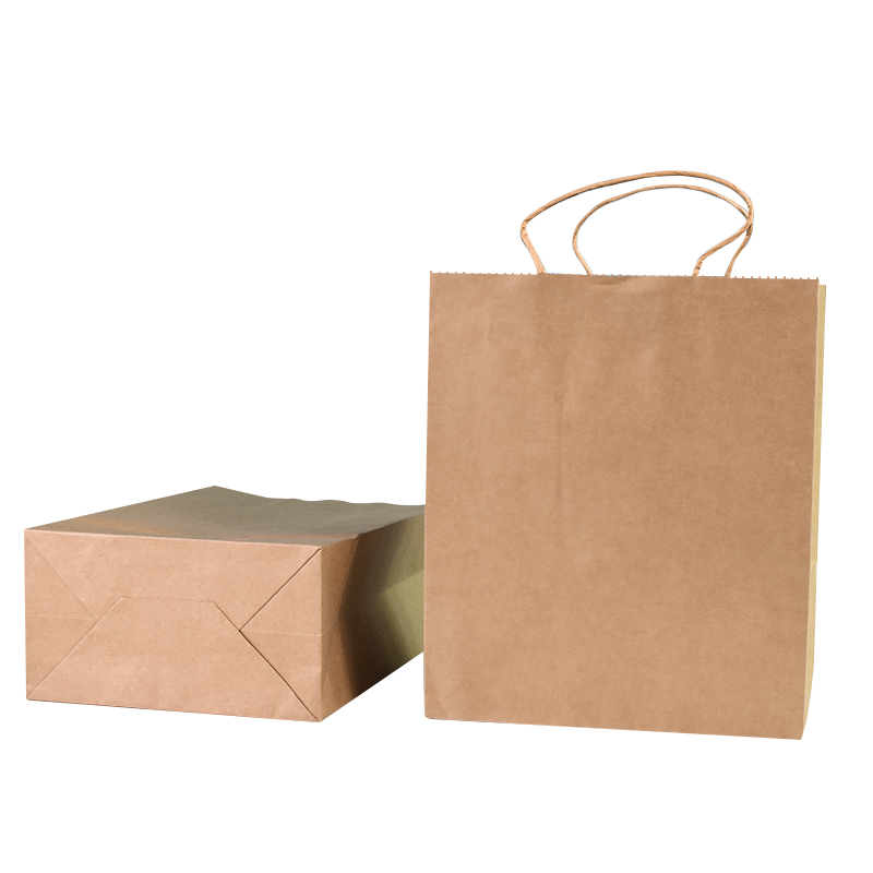 Customized Printed Logo Bio-degradable Recycle Material Brown Kraft Paper Bag with Handles