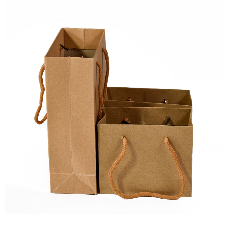 Cheap Custom Printed Your Own Logo Takeaways Takeouts Brown Kraft Gift Craft Shopping Paper Bag With Handles