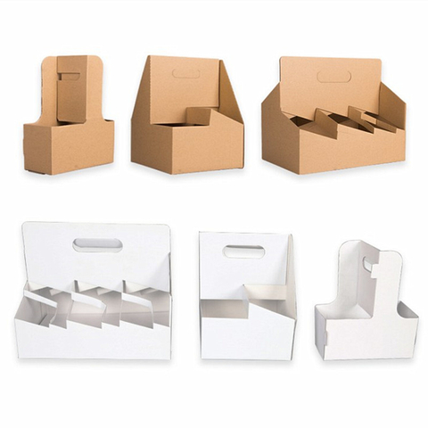 KW Wholesale Price Stock Brown Paper Cup Holder Tea Coffee Cup Holder Disposable
